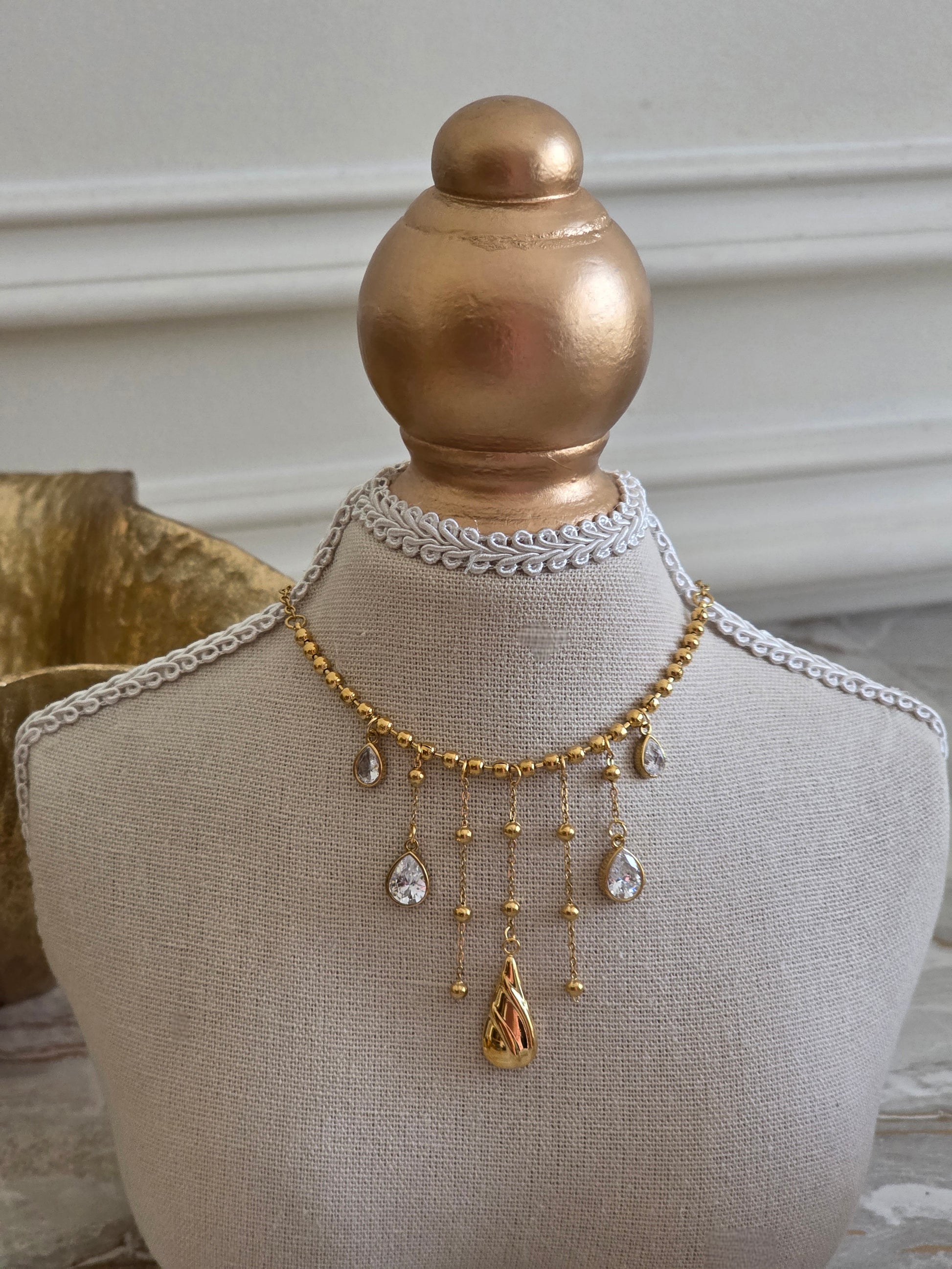 gold crystal statement necklace