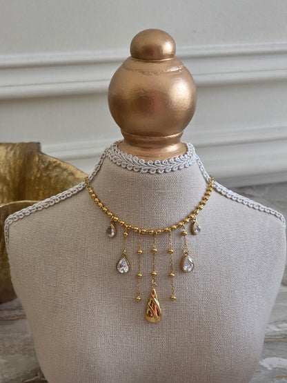 gold crystal statement necklace