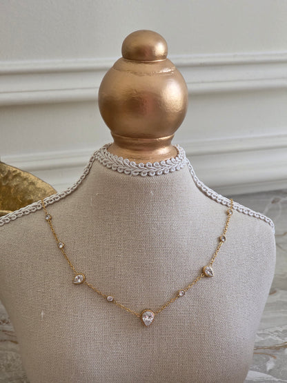 gold crystal teardrop necklace