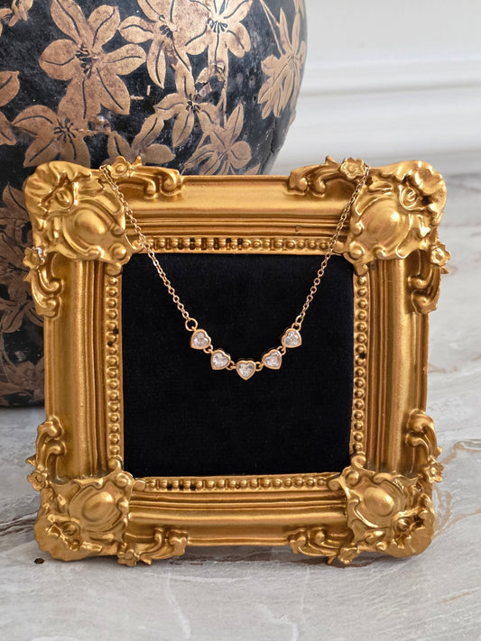 gold cubic zirconia heart necklace
