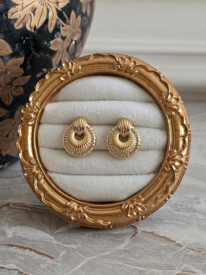 gold round statement earrings
