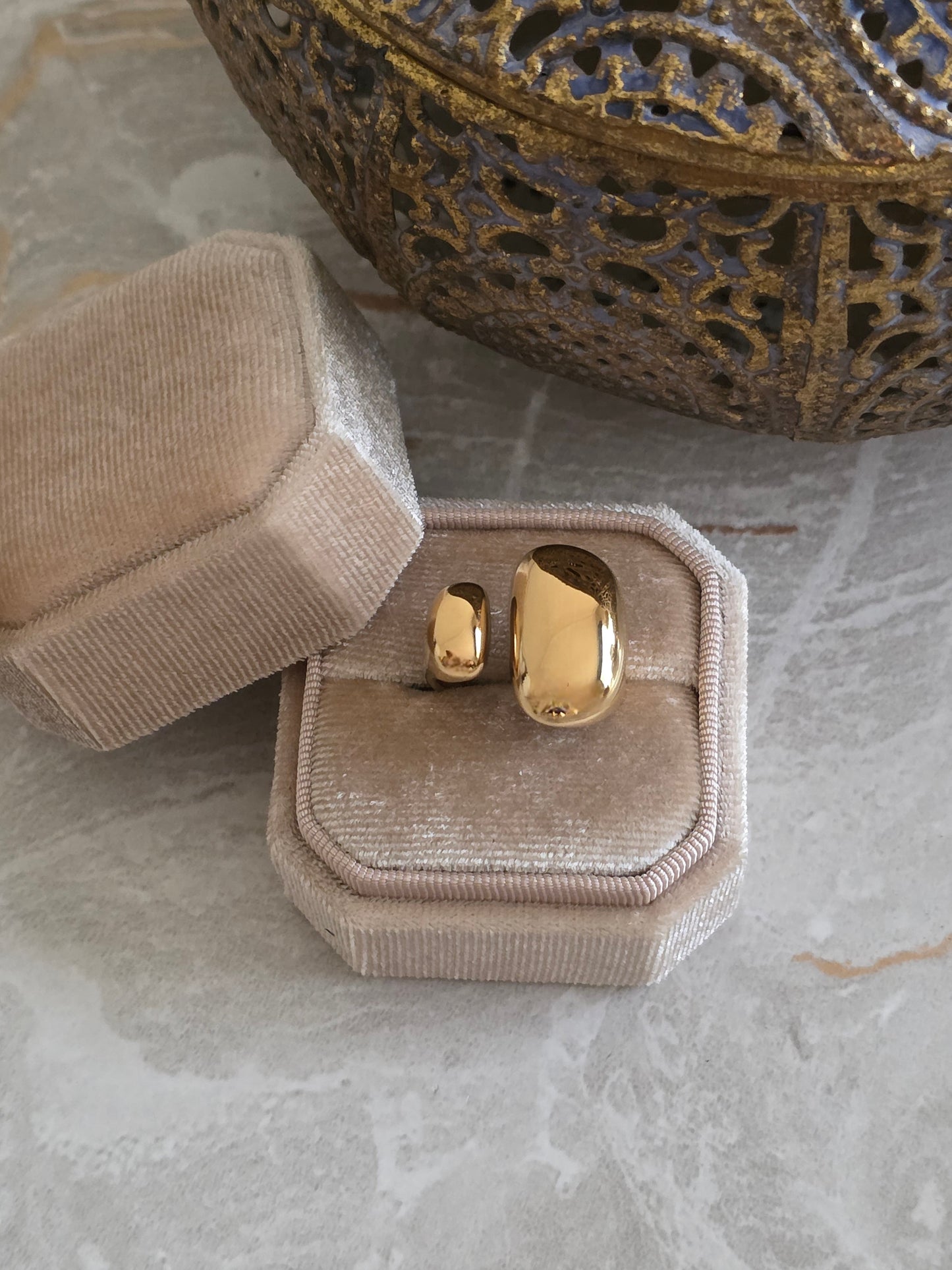 gold chunky statement adjustable ring