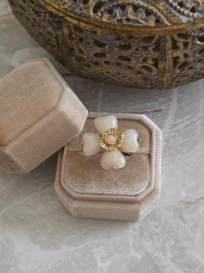 gold statement clover ring