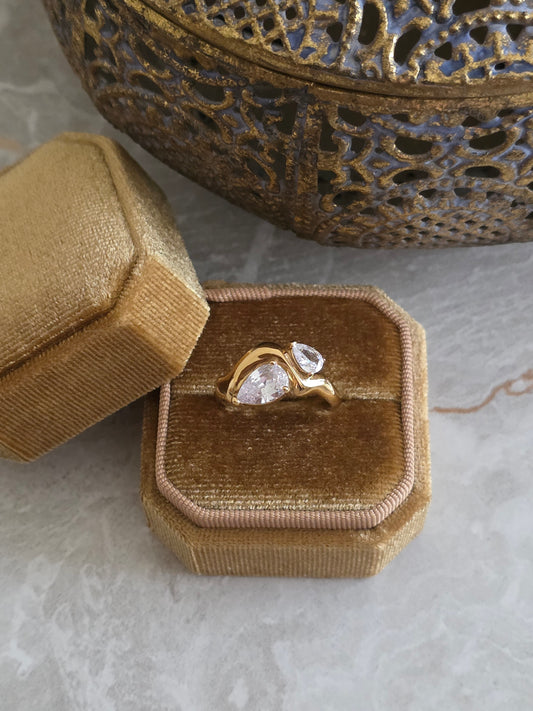 gold cubic zirconia statement ring