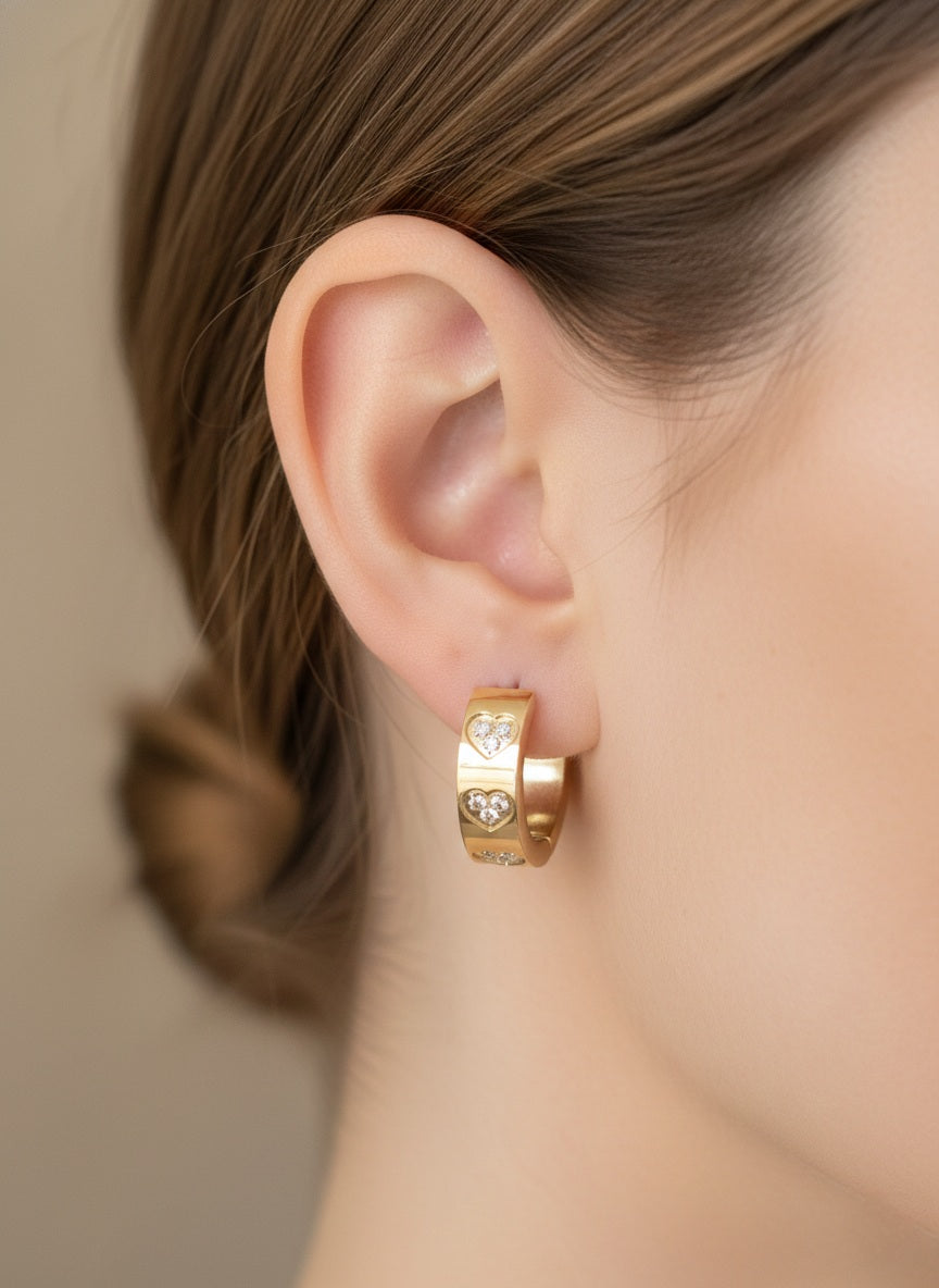 IKRA HEART HOOP EARRINGS