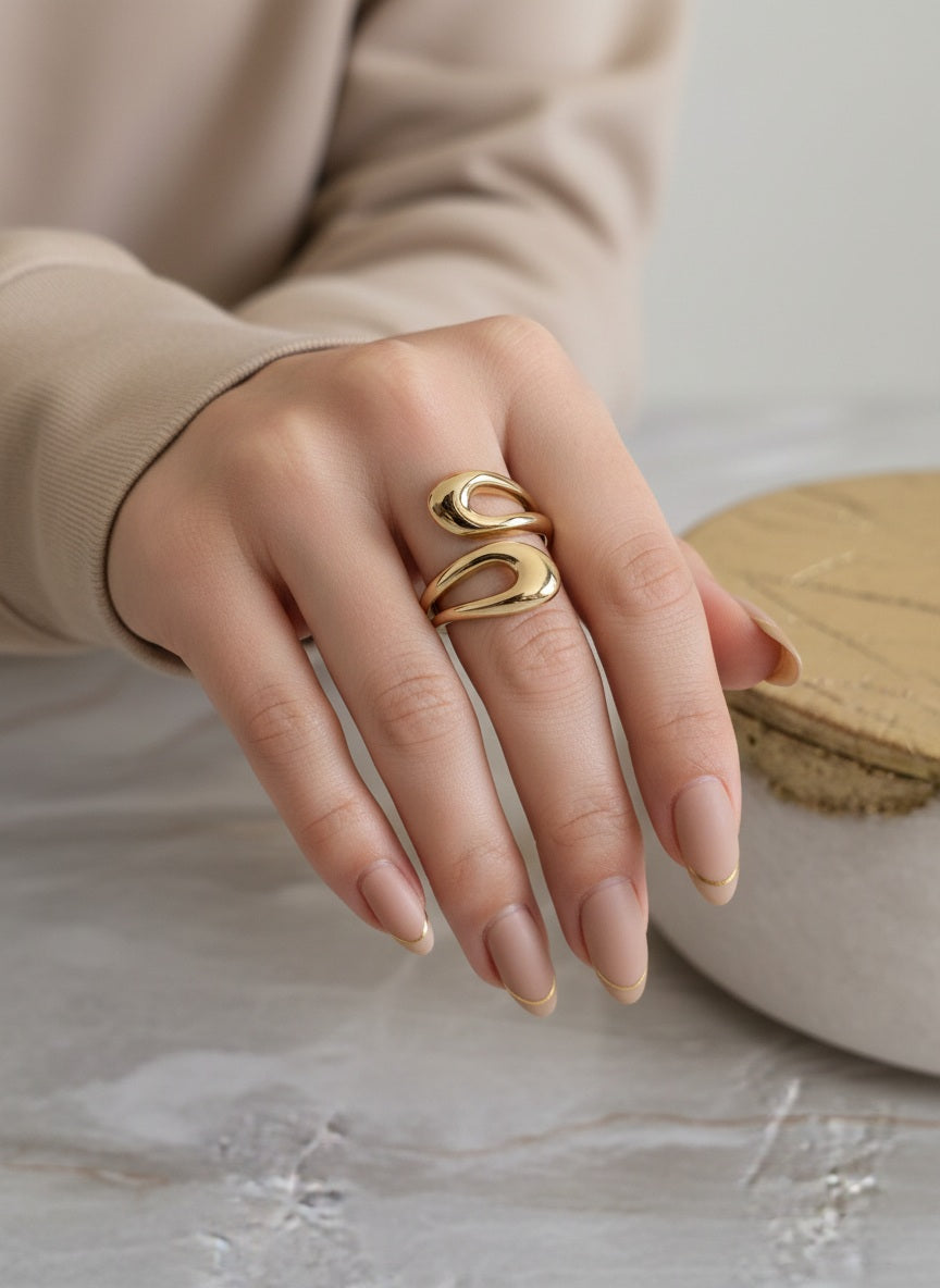 gold adjustable statement ring