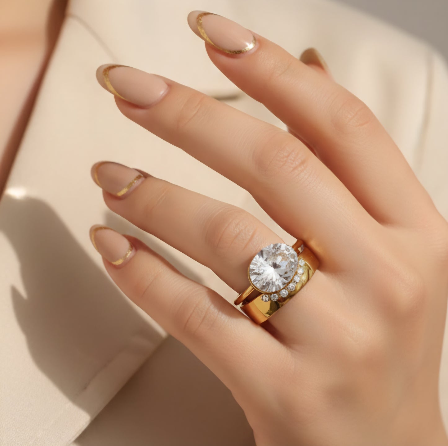 gold cubic zirconia stacker ring