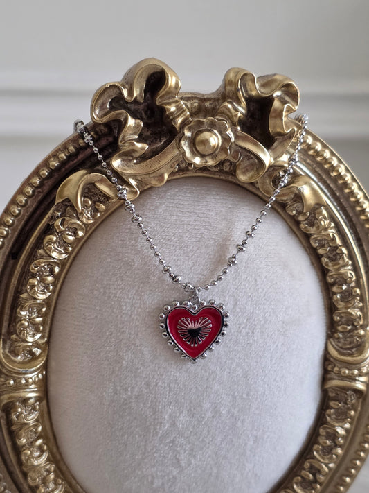 stainless steel red heart necklace