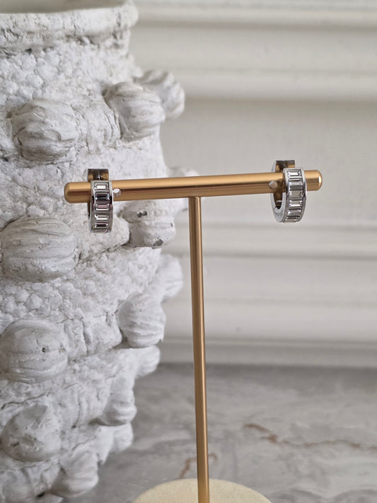 stainless steel cubic zirconia small hoop earrings