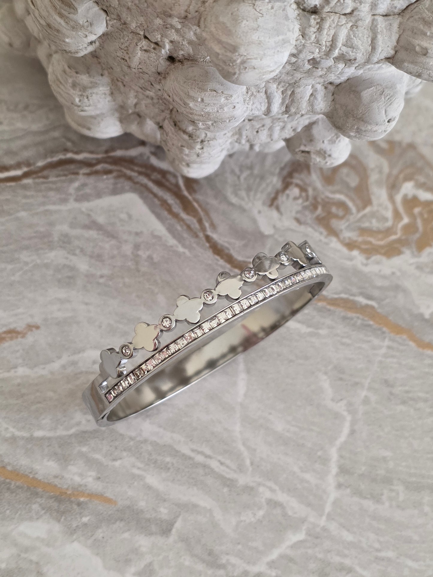 AVA CLOVER BANGLE SILVER