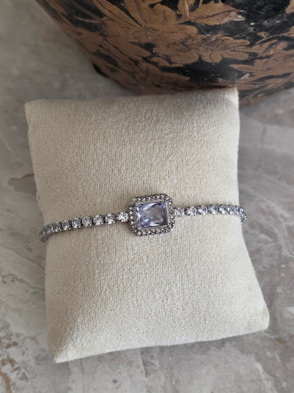stainless steel cubic zirconia tennis bracelet