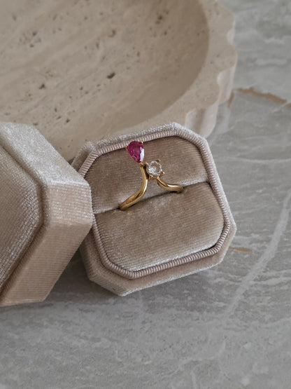 Gold Pink Cubic zirconia ring