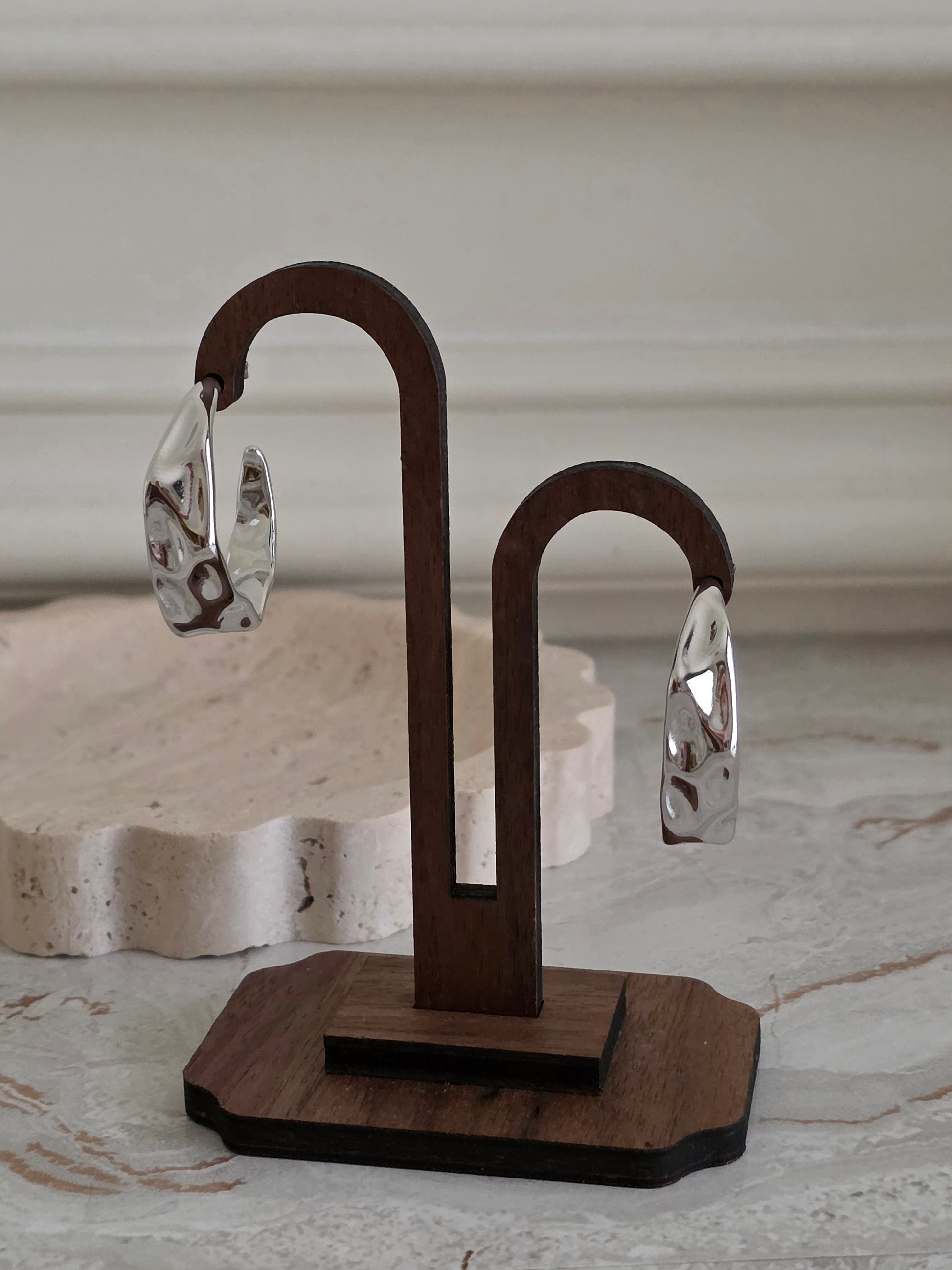 silver statement hoop earrings