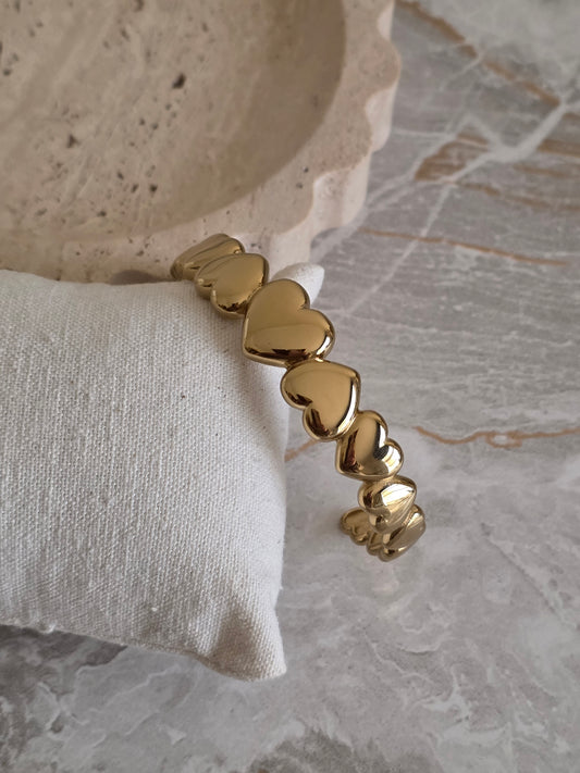 gold chunky heart bangle