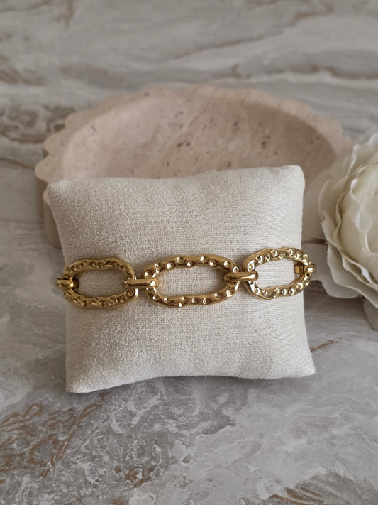 stainless steel gold link statement bracelet
