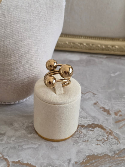gold statement ball ring