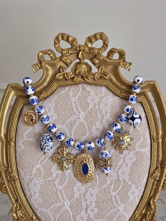 Resin and gold statement necklace
