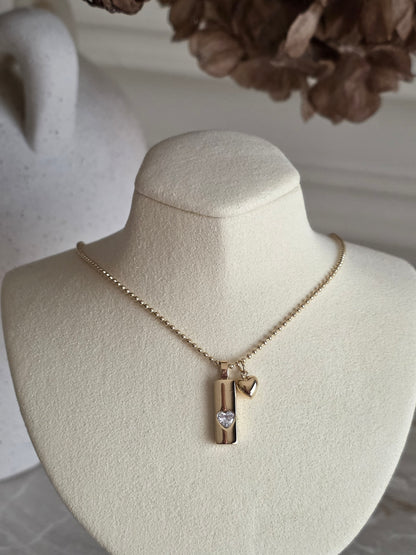 gold heart necklace with cubic zirconia