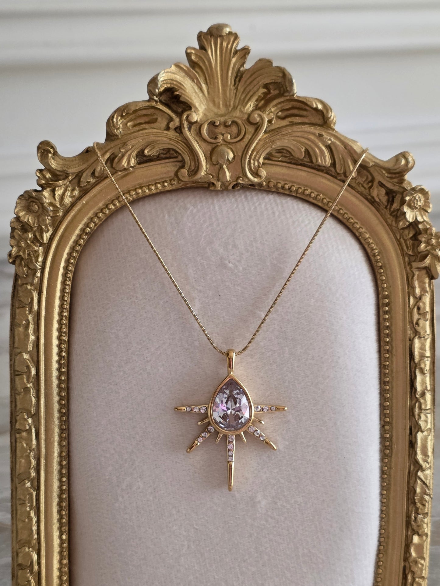Gold teardrop crystal necklace