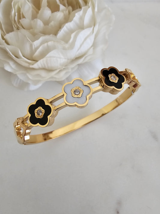 18 karat gold plated flower bangle