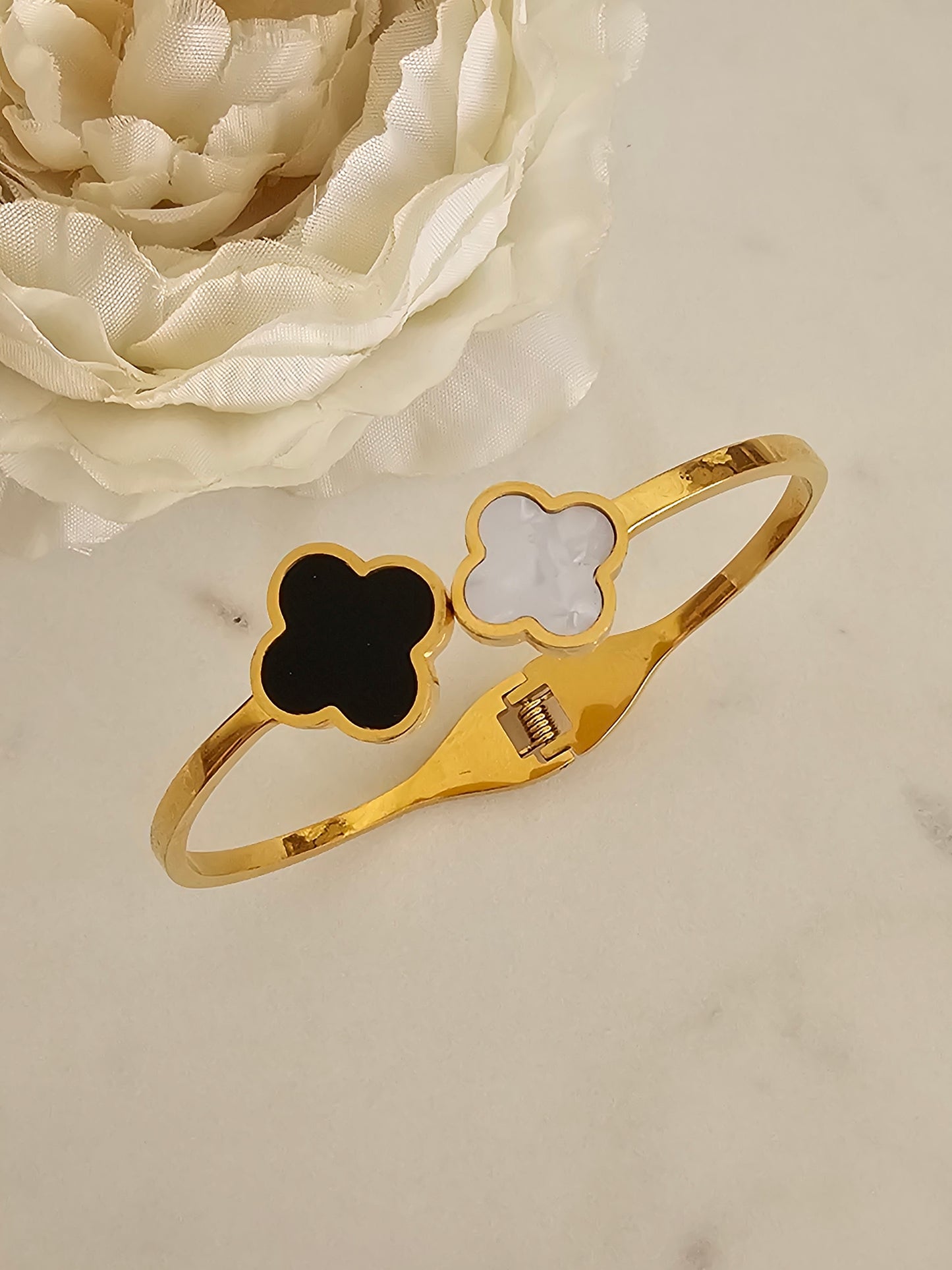 High quality stainless steel gold plated  clover bangle 