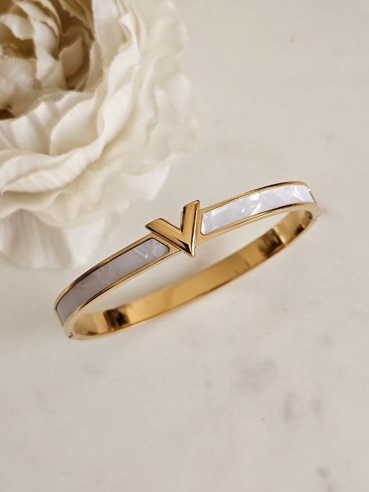 High quality stainless steel gold plated  v bangle 