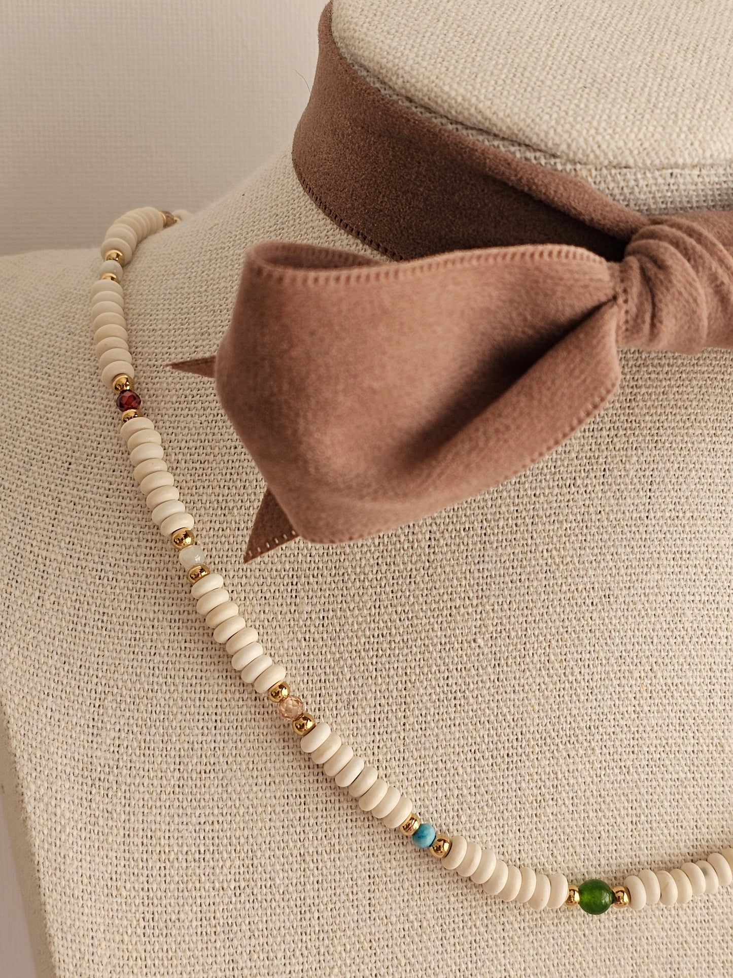 ELISE WHITE TURQUOISE BEAD NECKLACE