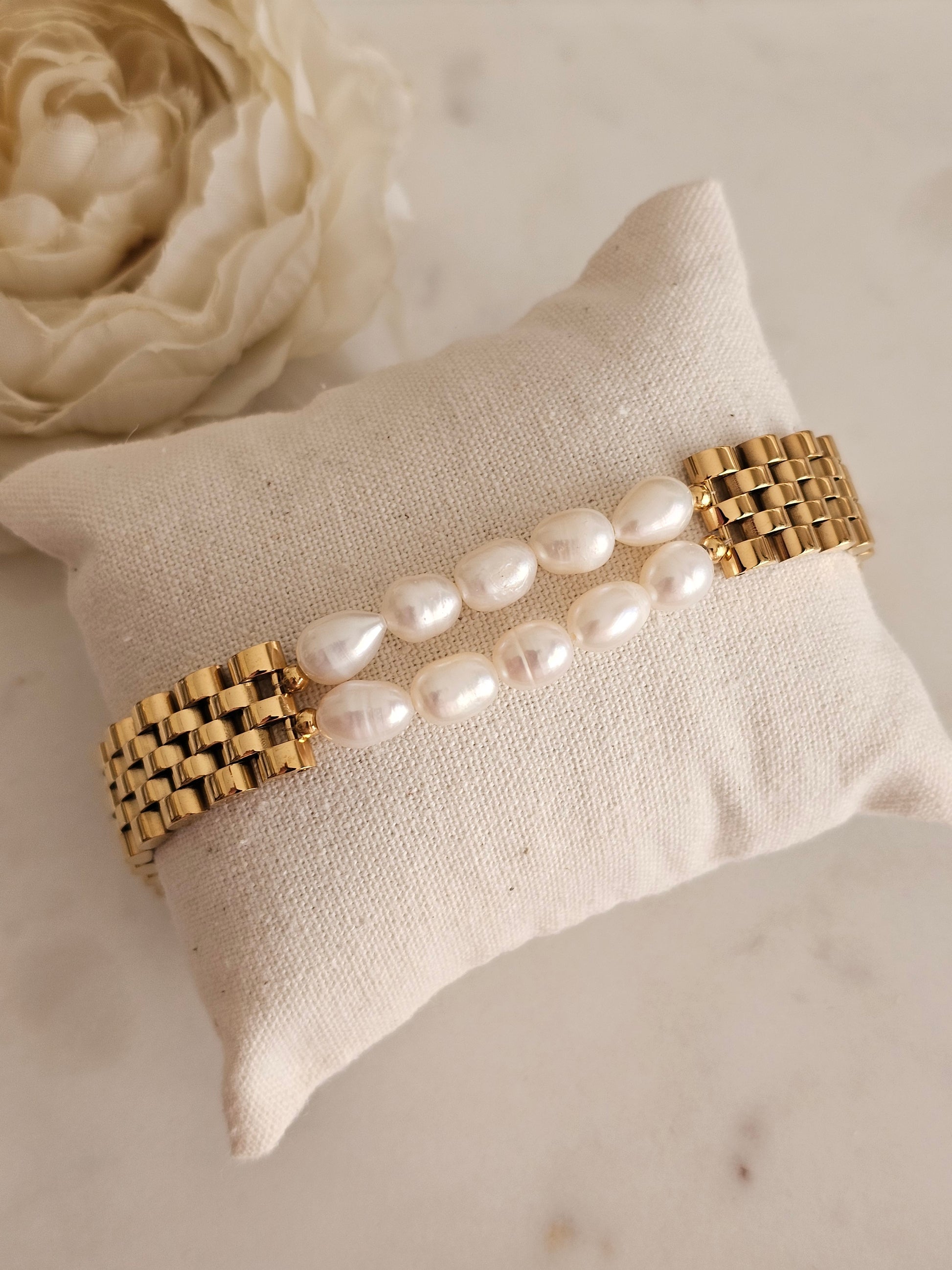 High quality stainless steel pearl chain bracelet