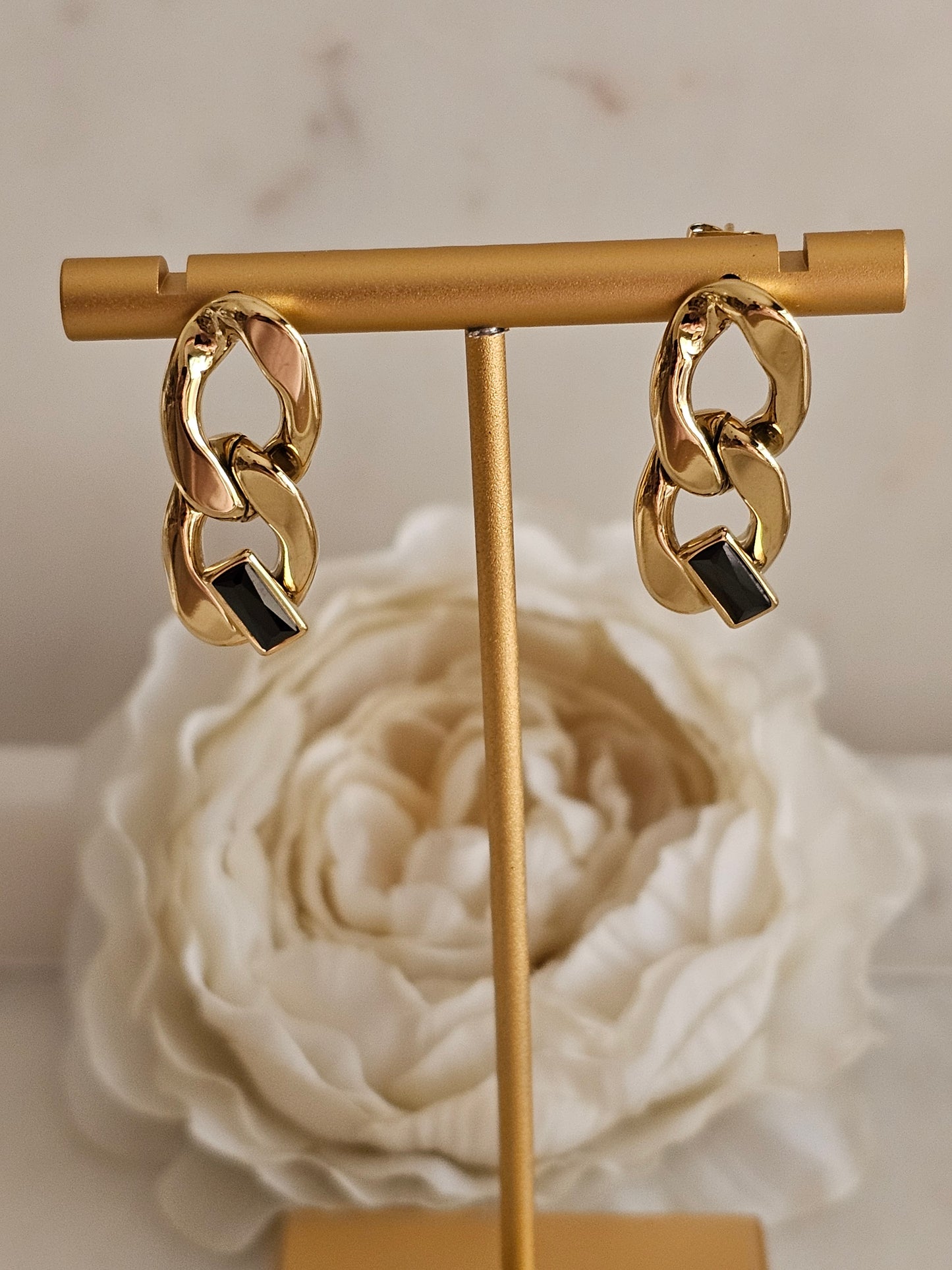 High quality stainless steel gold plated chain earrings 