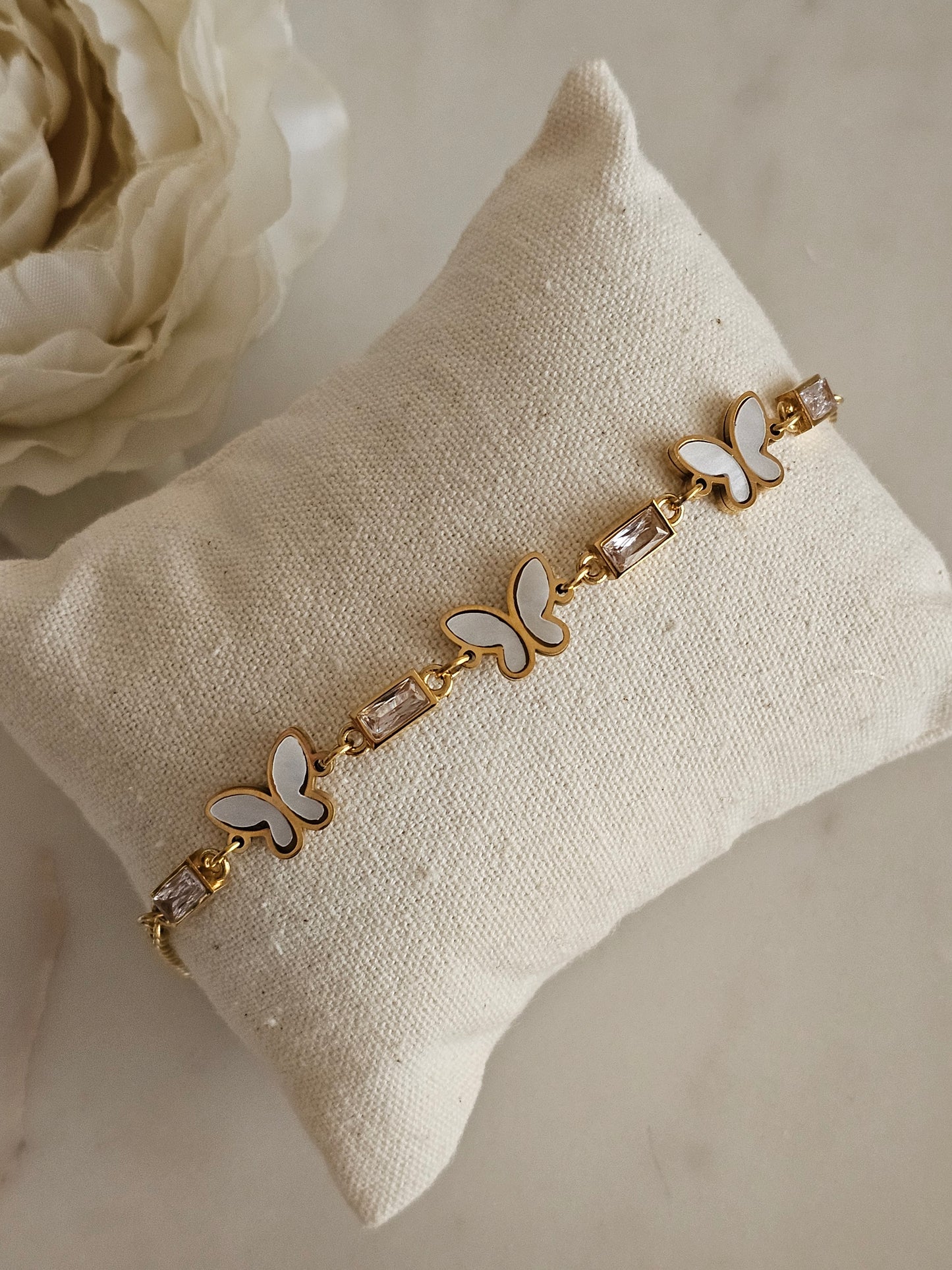 Stainless steel gold plated butterfly bracelet