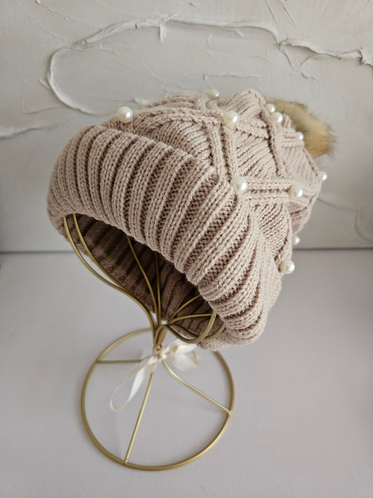 PEARL POM POM BEANIE