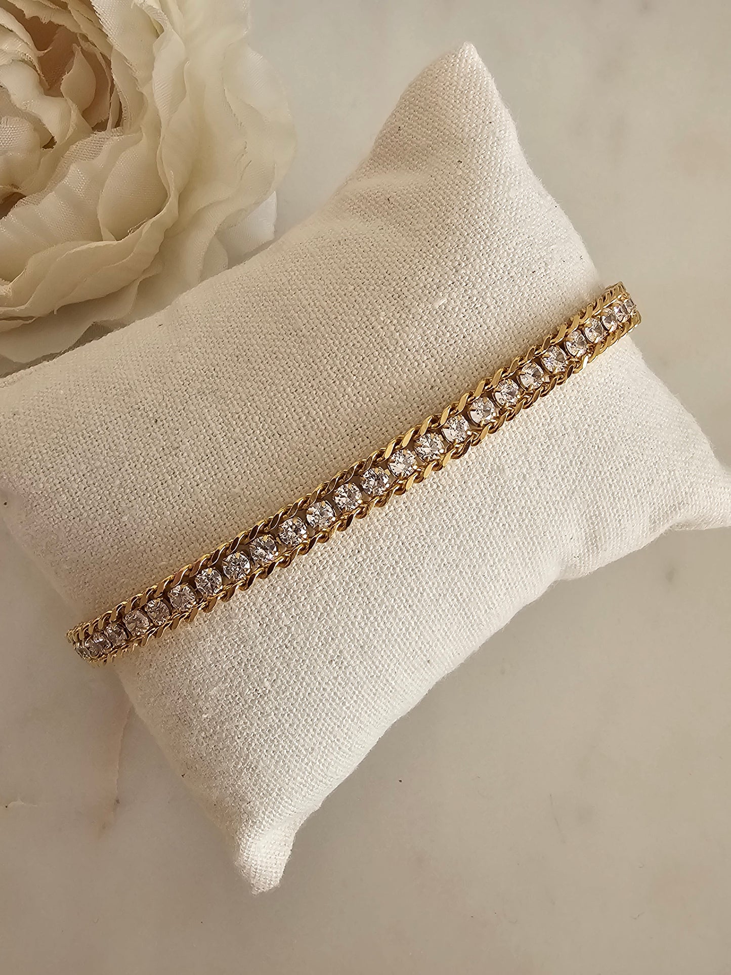 High quality stainless steel gold plated tennis bracelet 