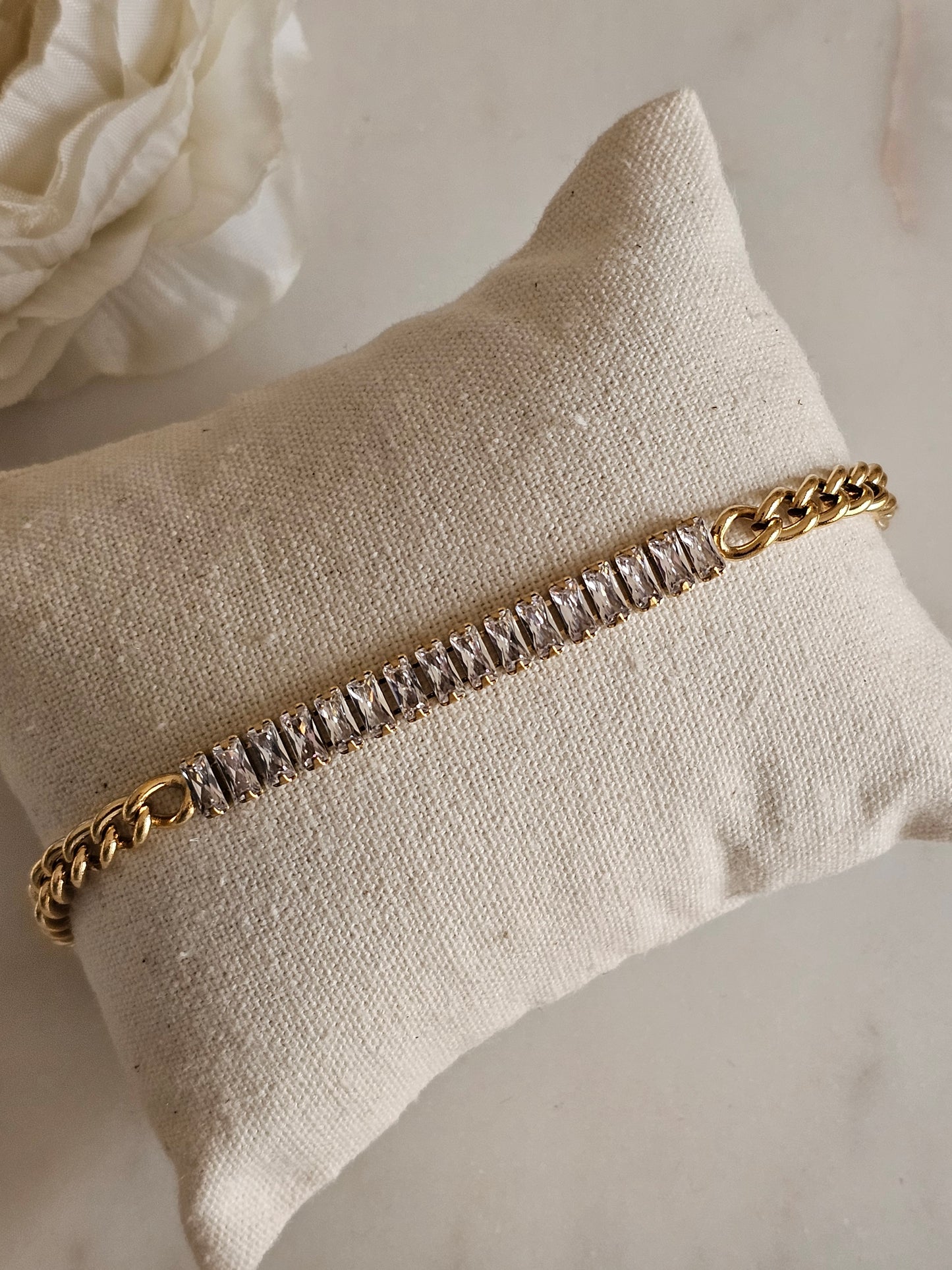 Gold plated stainless steel tennis bracelet