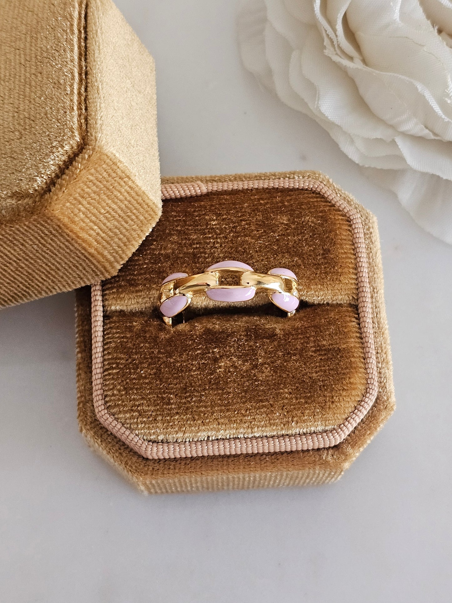 Gold plated stainless steel purple ring