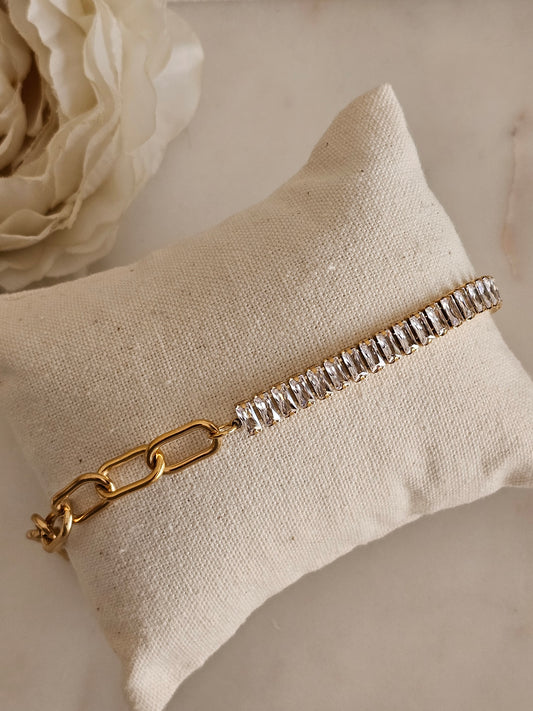 Gold plated stainless steel Cubic zirconia tennis bracelet 