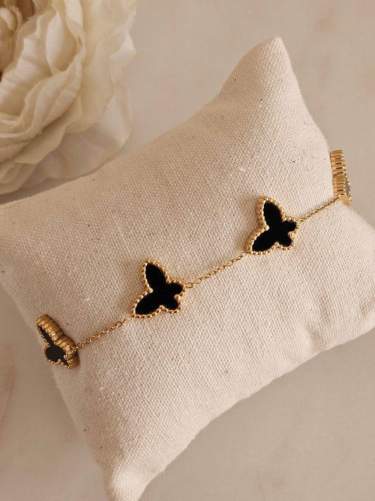 Gold plated stainless steel double sided butterfly bracelet