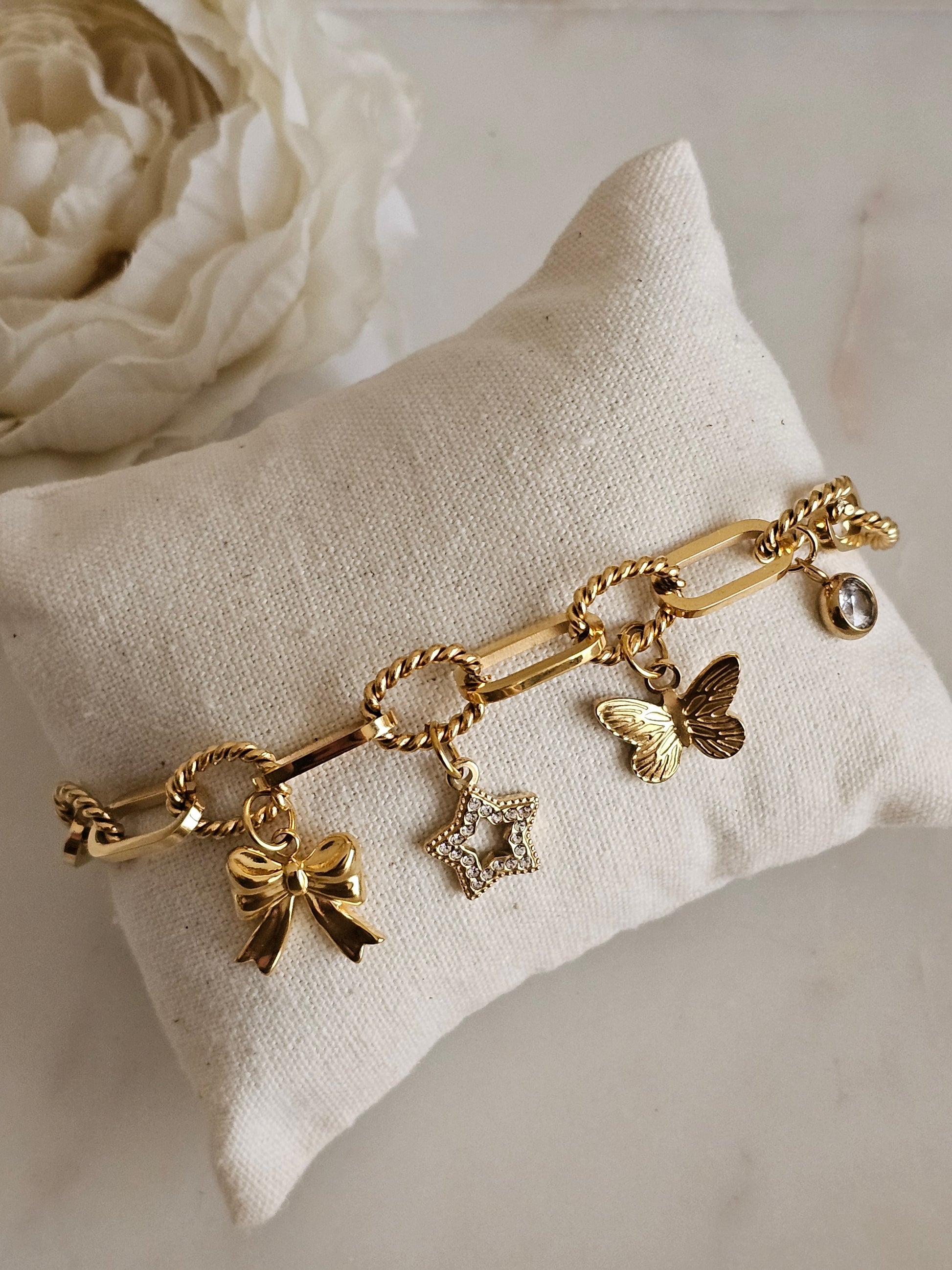 Gold plated charm bracelet