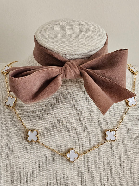 Gold plated stainless steel multi clover necklace