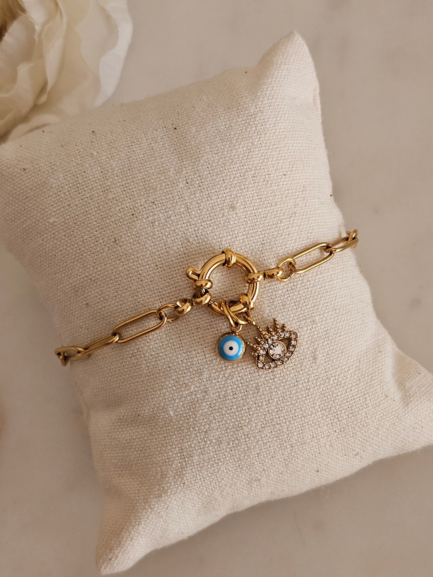 SMALL DIAMANTE EVIL EYE CHARM