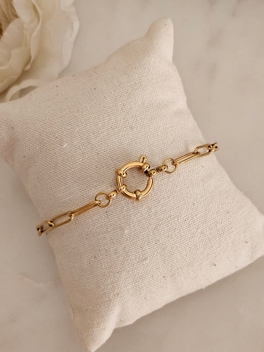 Gold plated stainless steel charm bracelet