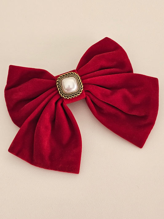 LARGE VELVET BOW HAIR CLIP