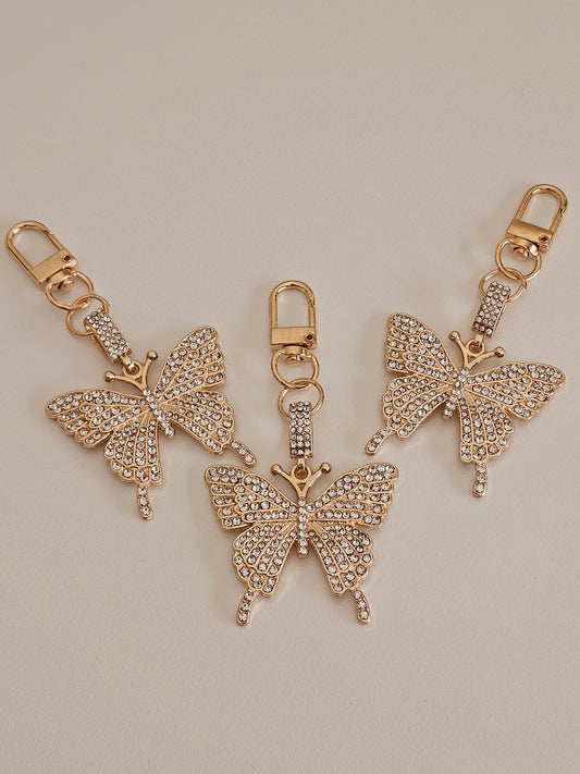 Rhinestone butterfly keyring