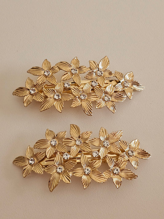 Gold flower hair clip