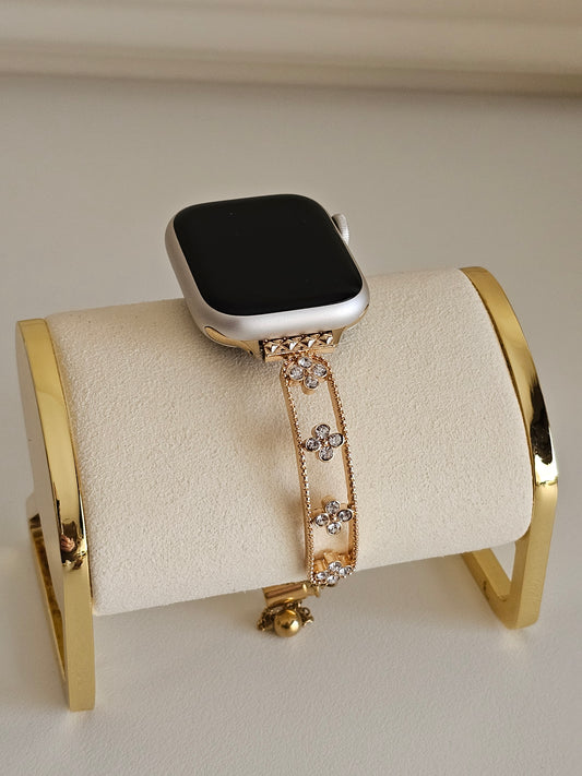 cubic zirconia clover apple watch band