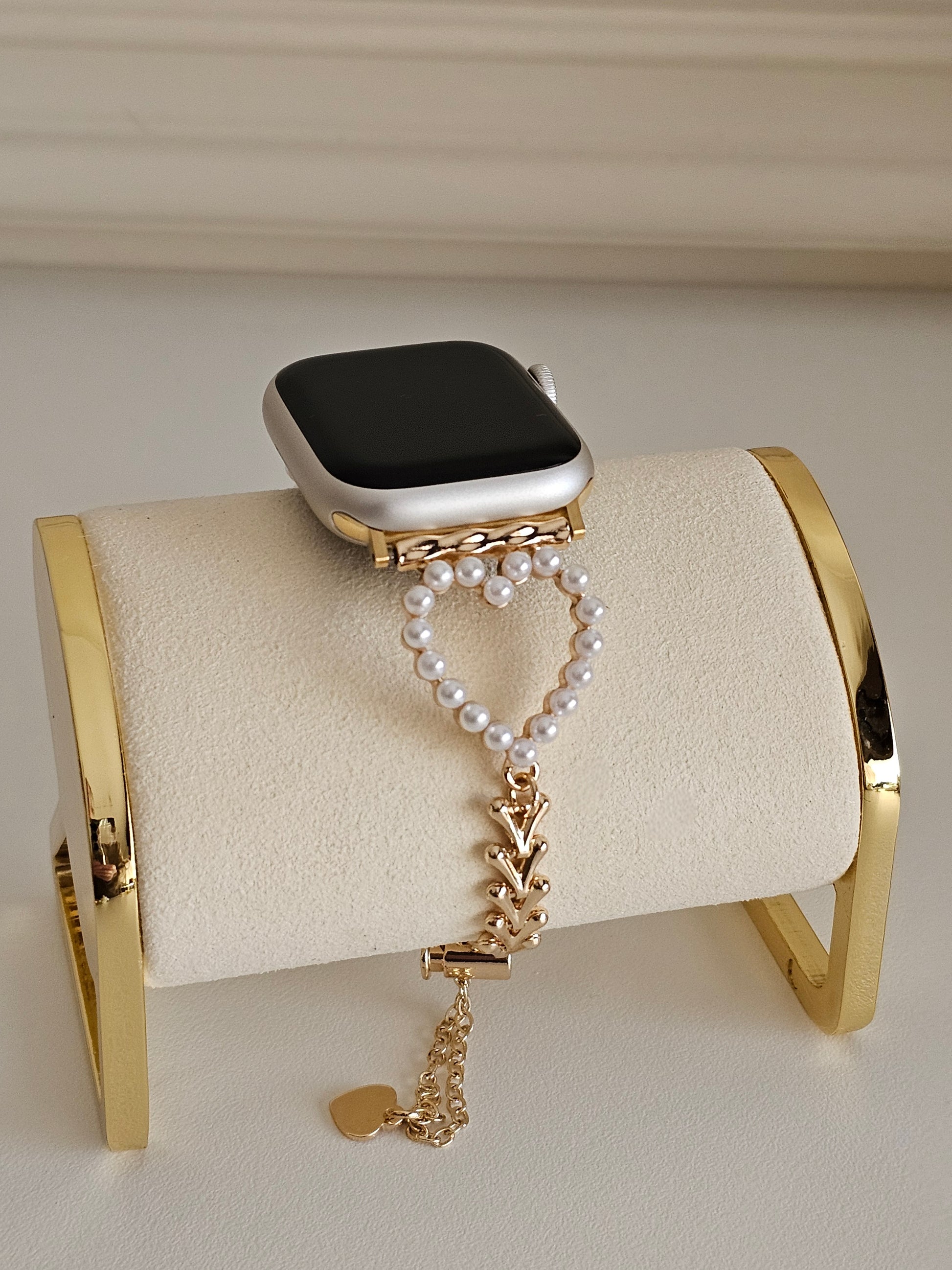 pearl heart apple watch band