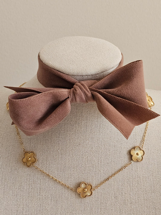 Gold plated multi clover necklace