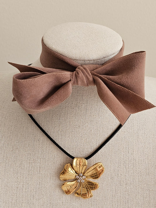 Gold plated large flower necklace