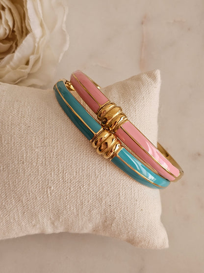 Gold plated stainless steel enamel bangle
