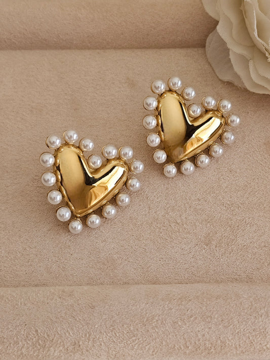 Pearl heart earrings