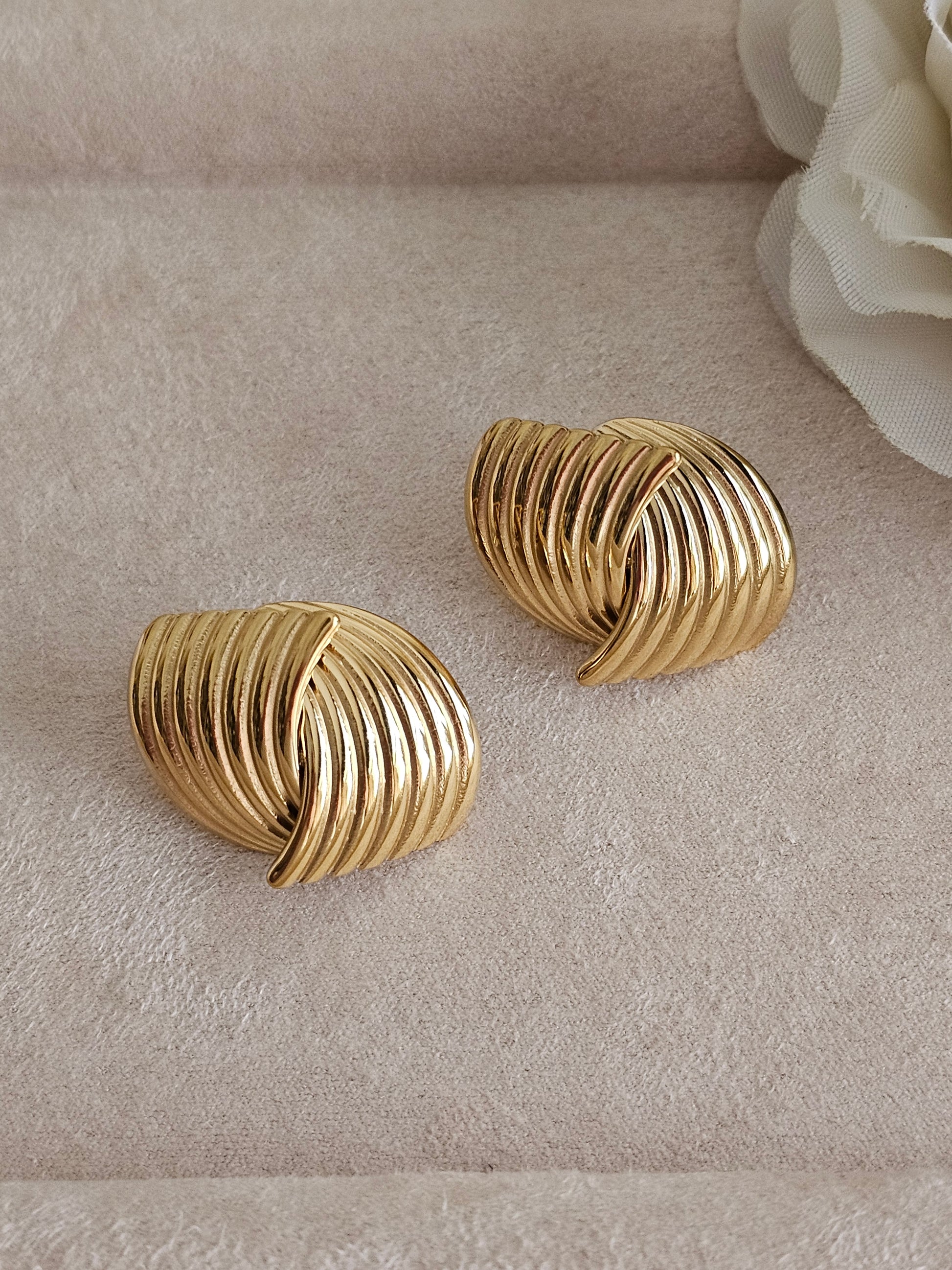 Gold plated statement earrings